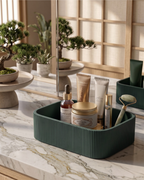 Organizador canelado minimalista Dommi cor verde floresta para quarto e casa de banho.