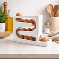 Dispensador de ovos branco com design compacto e moderno para organização de cozinha