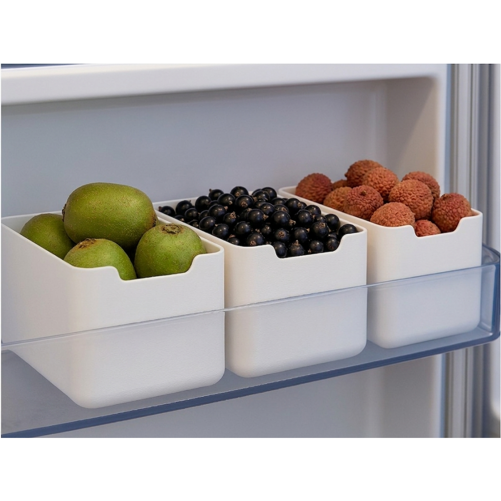 Conjunto de 3 potes organizadores brancos para porta de geladeira e armários, design minimalista