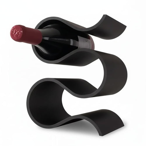 Suporte de vinho moderno em branco com design escultural para decoração de interiores.